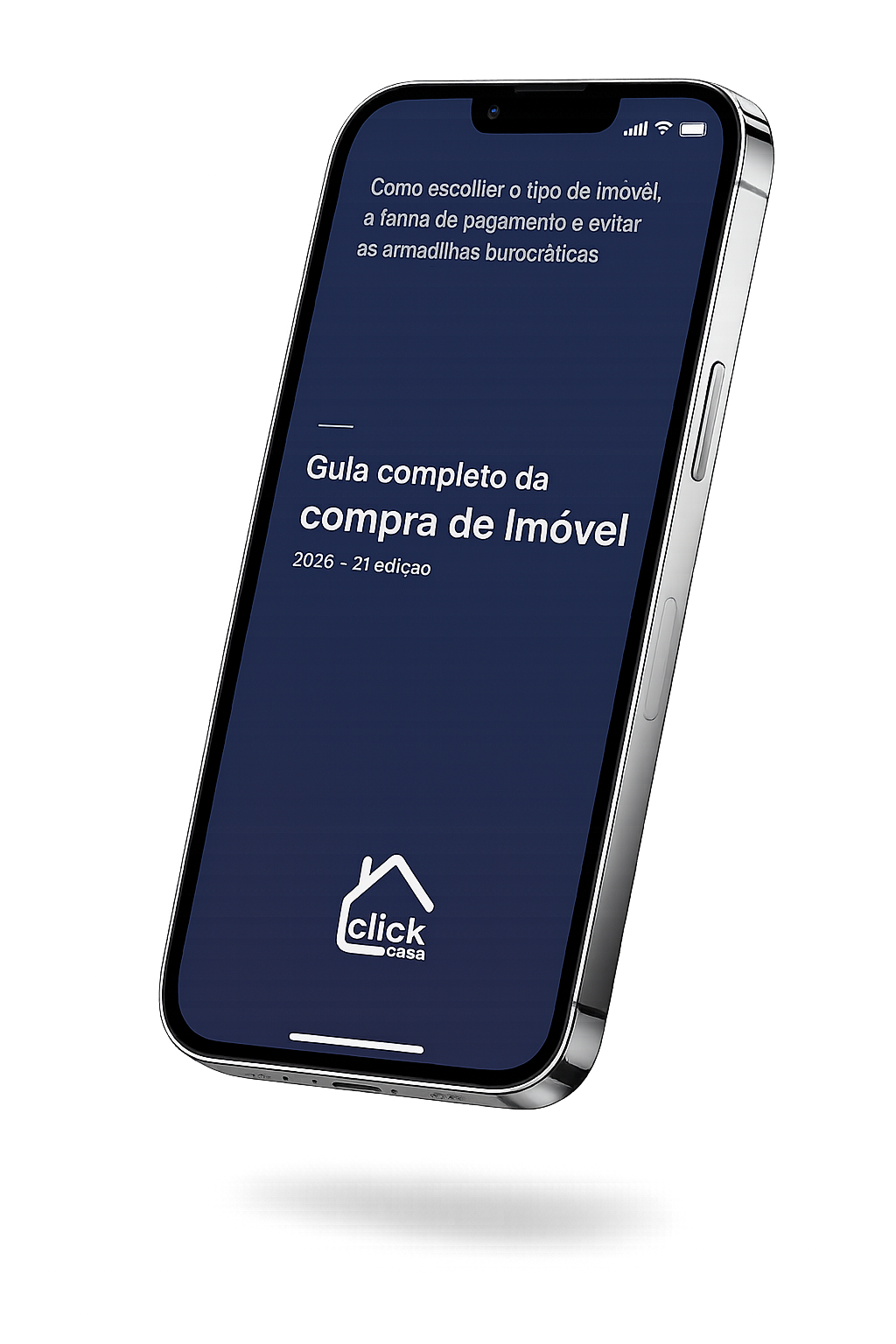 Mockup do guia completo da compra de imóvel, no celular